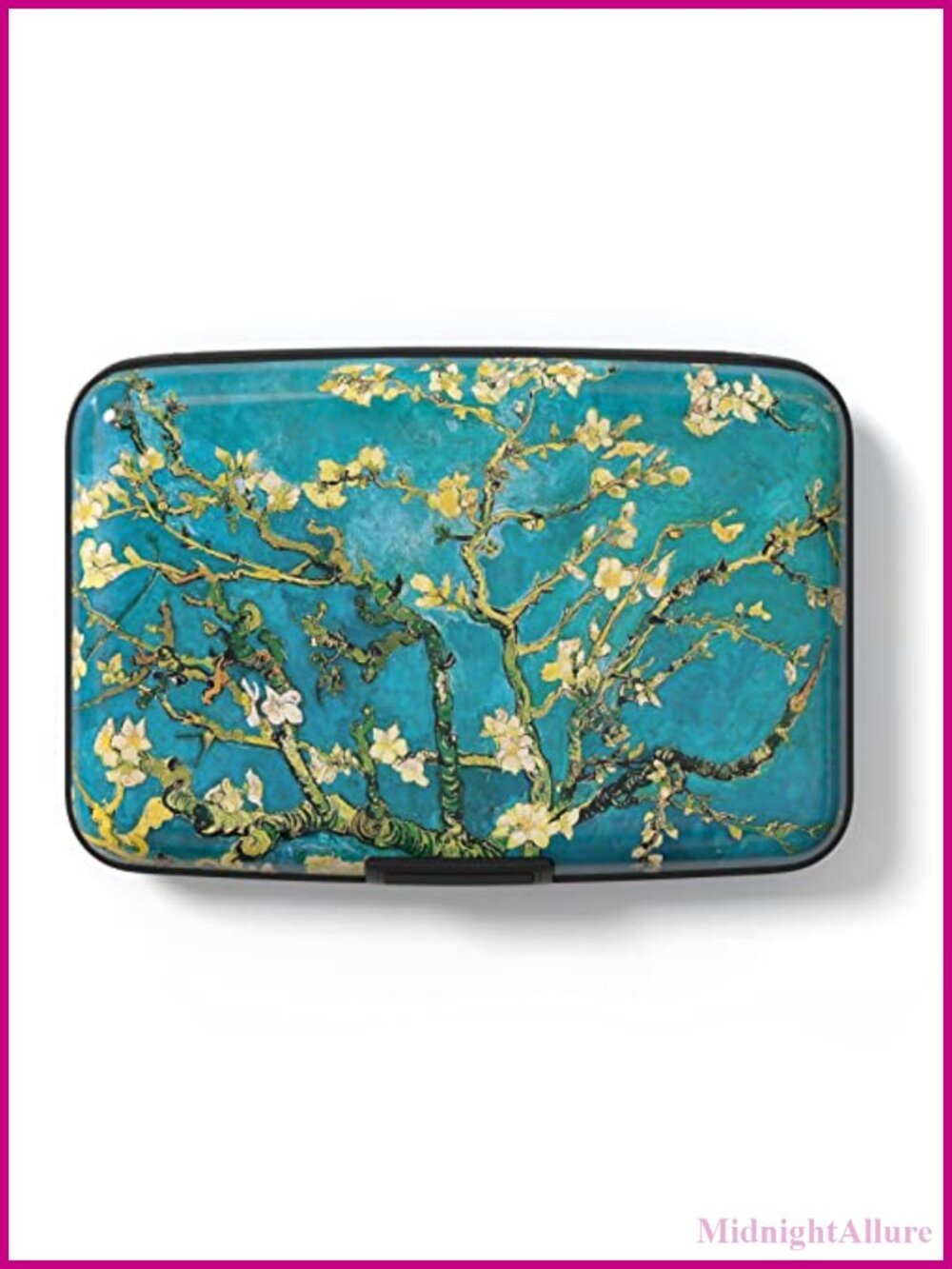 RFID Card Holder Wallet Compact 6 Card Slots Aluminum Floral Design